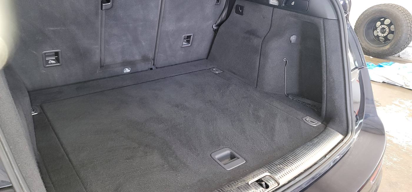 Spotless cargo area carpet after an interior detail
